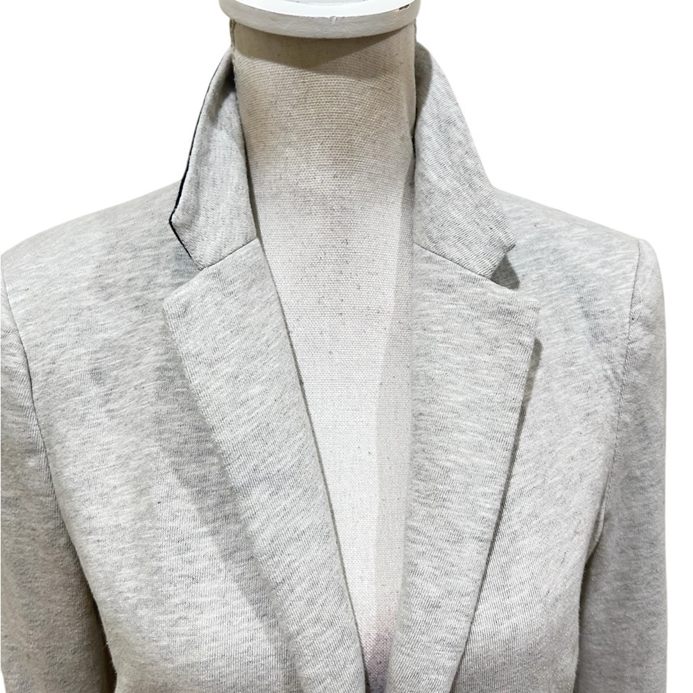 Zara Basic Light Gray Knit Lined Single Button Bl… - image 4